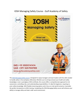 IOSH Managing Safely Course - Gulf Academy of Safety