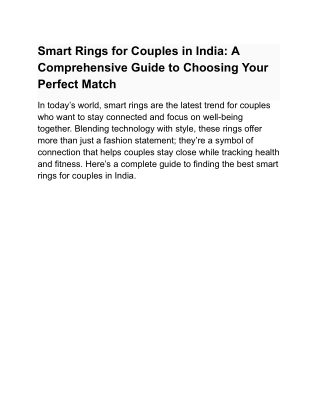 Smart Rings for Couples in India_ A Comprehensive Guide to Choosing Your Perfect Match