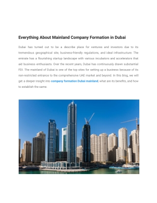 Everything About Mainland Company Formation in Dubai