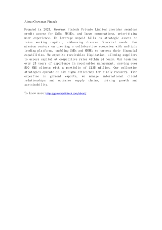 About Growmax Fintech Innovative Credit Solutions