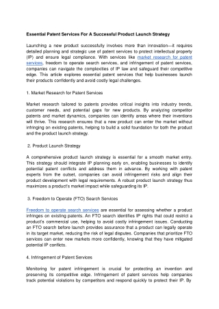 Essential Patent Services For A Successful Product Launch Strategy - Google Docs