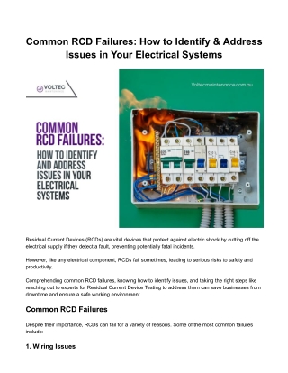 Common RCD Failures: How to Identify & Address Issues in Your Electrical Systems