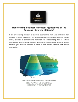 The Business Hierarchy of Needs® Framework for Sustainable Growth