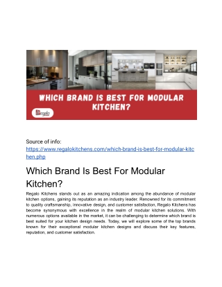 Which Brand Is Best For Modular Kitchen?