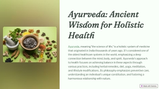 Ayurveda: Ancient Wisdom for Holistic Health