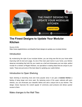 The Finest Designs to Update Your Modular Kitchen