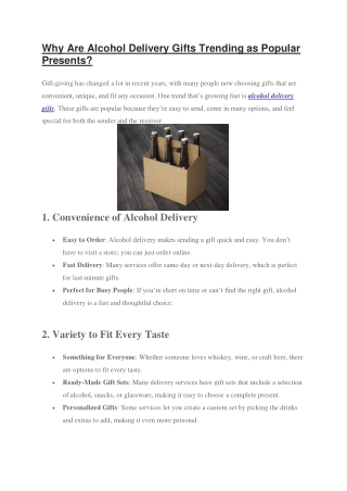Why Are Alcohol Delivery Gifts Trending as Popular Presents