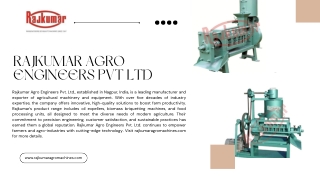 Explore Oil Expeller Machine Manufacturers in Maharashtra - Rajkumar Agro Machin