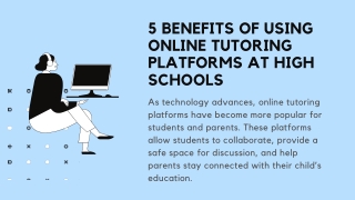 5 Benefits Of Using Online Tutoring Platforms At High Schools