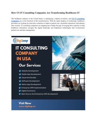 How US IT Consulting Companies Are Transforming Healthcare IT