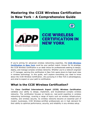 Mastering the CCIE Wireless Certification in New York – A Comprehensive Guide