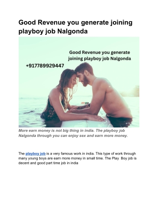 Good Revenue you generate joining playboy job Nalgonda