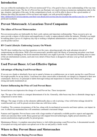 Prevost Bus Price Guide: How Much Should You Expect to Pay?