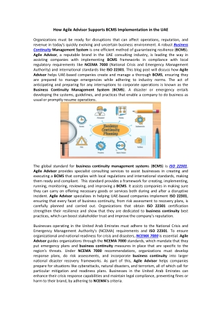 How Agile Advisor Supports BCMS Implementation in the UAE