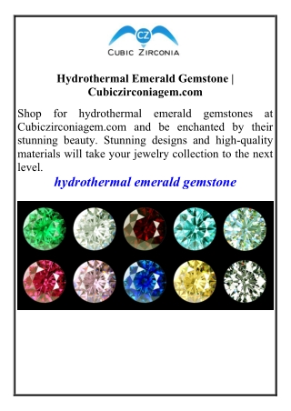 Hydrothermal Emerald Gemstone  Cubiczirconiagem.com