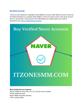 Top 3 Website To Buy Naver Accounts- 100% verified