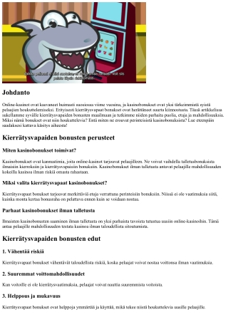 Kierrätysvapaiden bonusten parhaat puolet