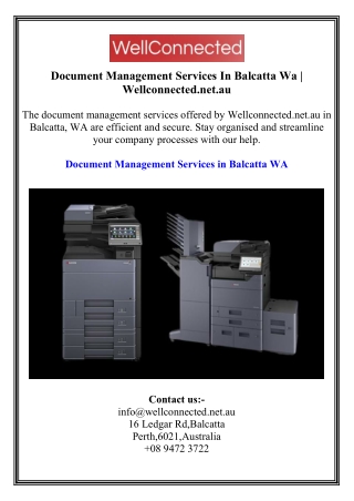 Document Management Services In Balcatta Wa  Wellconnected.net.au