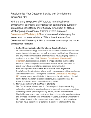 Revolutionize Your Customer Service with Omnichannel WhatsApp API
