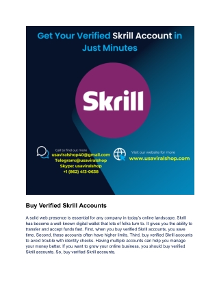 Buy Verified Skrill Accounts2024