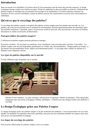 “Le Design Écologique grâce aux Palettes Usagées”