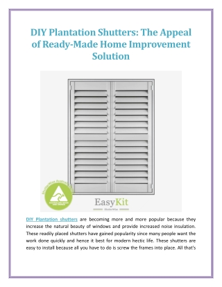 DIY Plantation Shutters The Appeal of Ready Made Home Improvement Solution