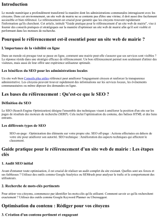 Guide pratique pour le référencement d’un site web de mairie