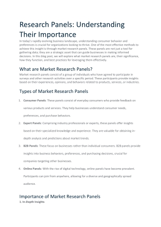 Research Panels Understanding Their Importance