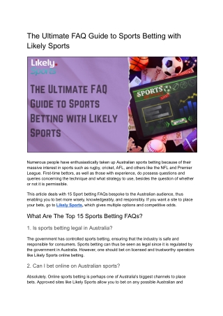 The Ultimate FAQ Guide to Sports Betting with Likelysports