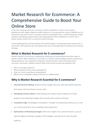 Market Research for Ecommerce  A Comprehensive Guide to Boost Your Online Store