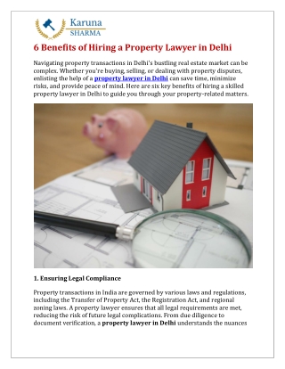 6 Benefits of Hiring a Property Lawyer in Delhi