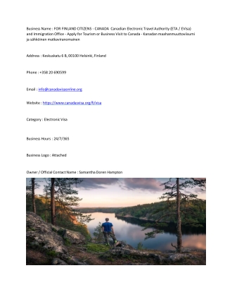 FOR FINLAND CITIZENS - CANADA  Canadian Electronic Travel Authority (ETA / EVisa
