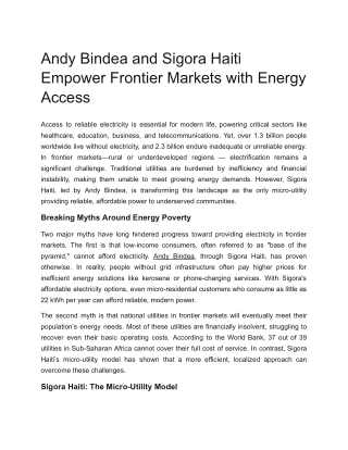 Clean Energy Startups : Andy Bindea