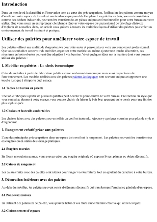 “Utiliser des palettes pour améliorer votre espace de travail.”