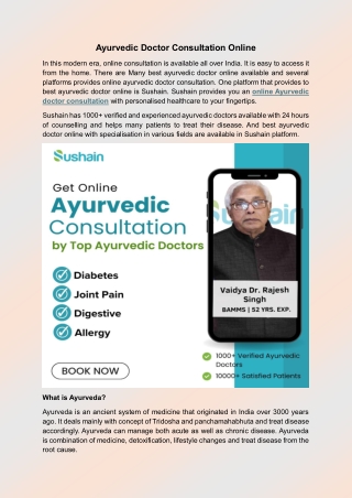 Ayurvedic Doctor Consultation Online