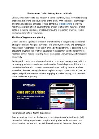 The Future of Cricket Betting