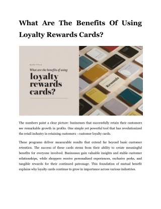 What Are The Benefits Of Using Loyalty Rewards Cards_