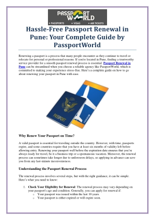 Trusted Passport Renewal in Pune – Get Assistance Today!