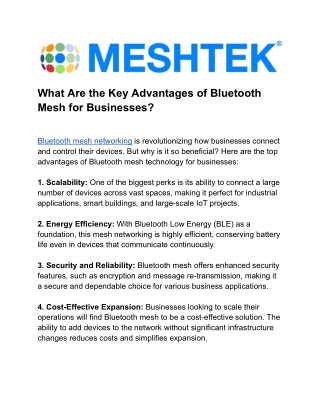 What Are the Key Advantages of Bluetooth Mesh for Businesses_