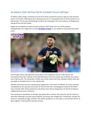 Ali Price Set for Scotland's Scrum-Half Spot