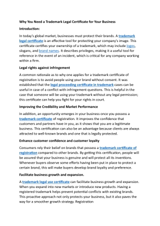 Why You Need a Trademark Legal Certificate for Your Business