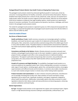 Packaged Muesli Products Market