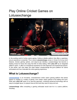Play Online Cricket Games on Lotusexchange