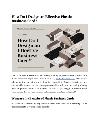 How Do I Design an Effective Plastic Business Card?