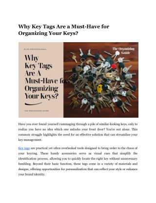 Why Key Tags Are a Must-Have for Organizing Your Keys_