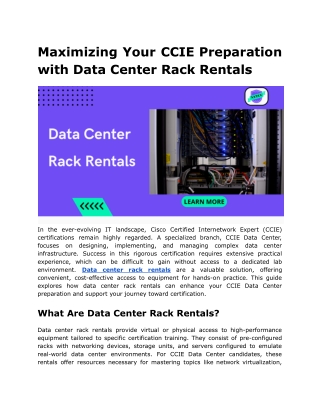 Maximizing Your CCIE Preparation with Data Center Rack Rentals