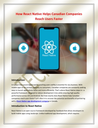 How React Native Helps Canadian Companies Reach Users Faster