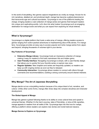 Vyvymanga Explore The World of Manga’s Storytelling Adventure