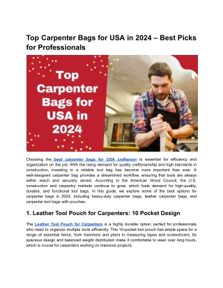 Top Carpenter Bags for USA in 2024