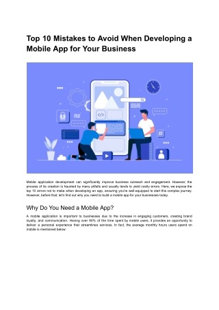 Top 10 Mistakes to Avoid When Developing a Mobile App for Your Business